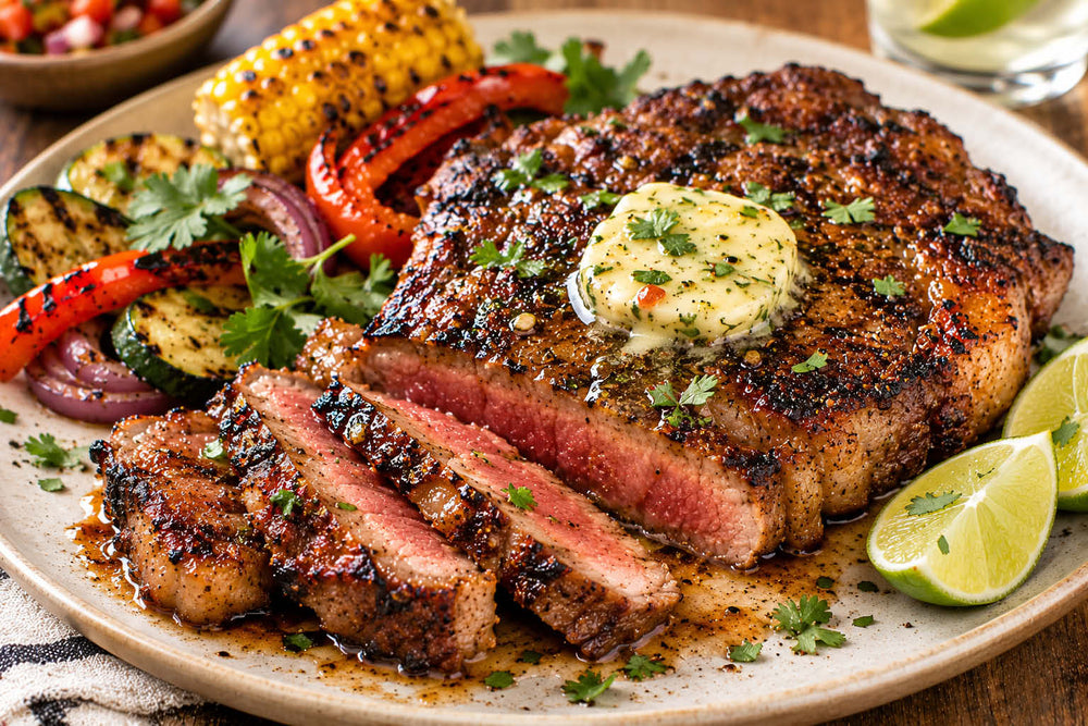 Mexican Spice-Rubbed Ribeye with Lime Butter