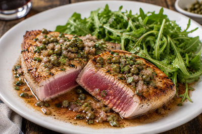 Pan-Seared Tuna Steaks with Capers and Oregano