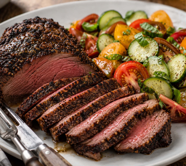 Santa Maria Tri-Tip with Heirloom Tomato & Cucumber Salad